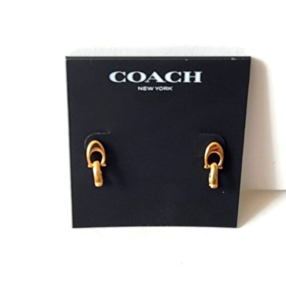 2PC Bundle! Coach Earrings w Interlocking Signature “C” with Coach dust bag NWT - Picture 6 of 7